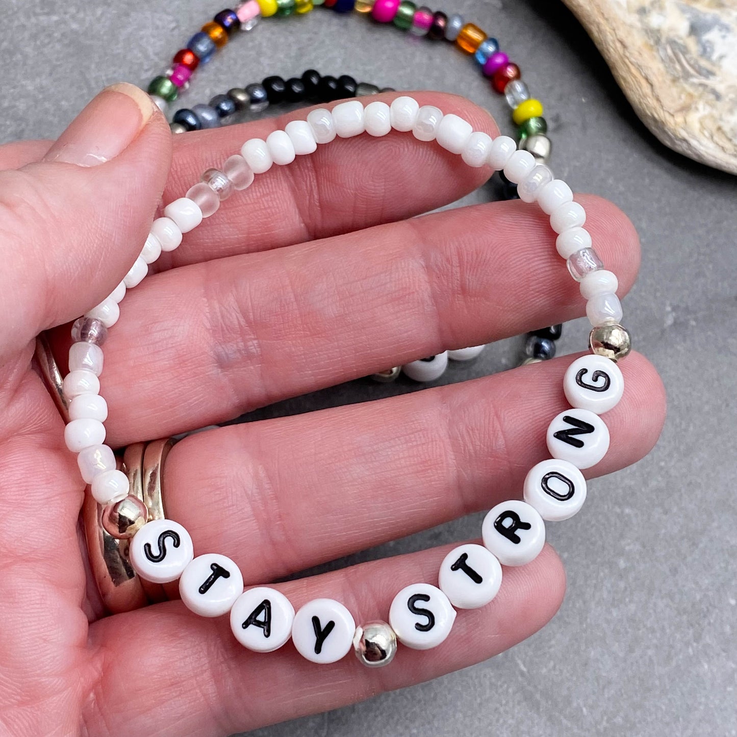 STAY STRONG Motivational Bracelet - Glass Seed Beads