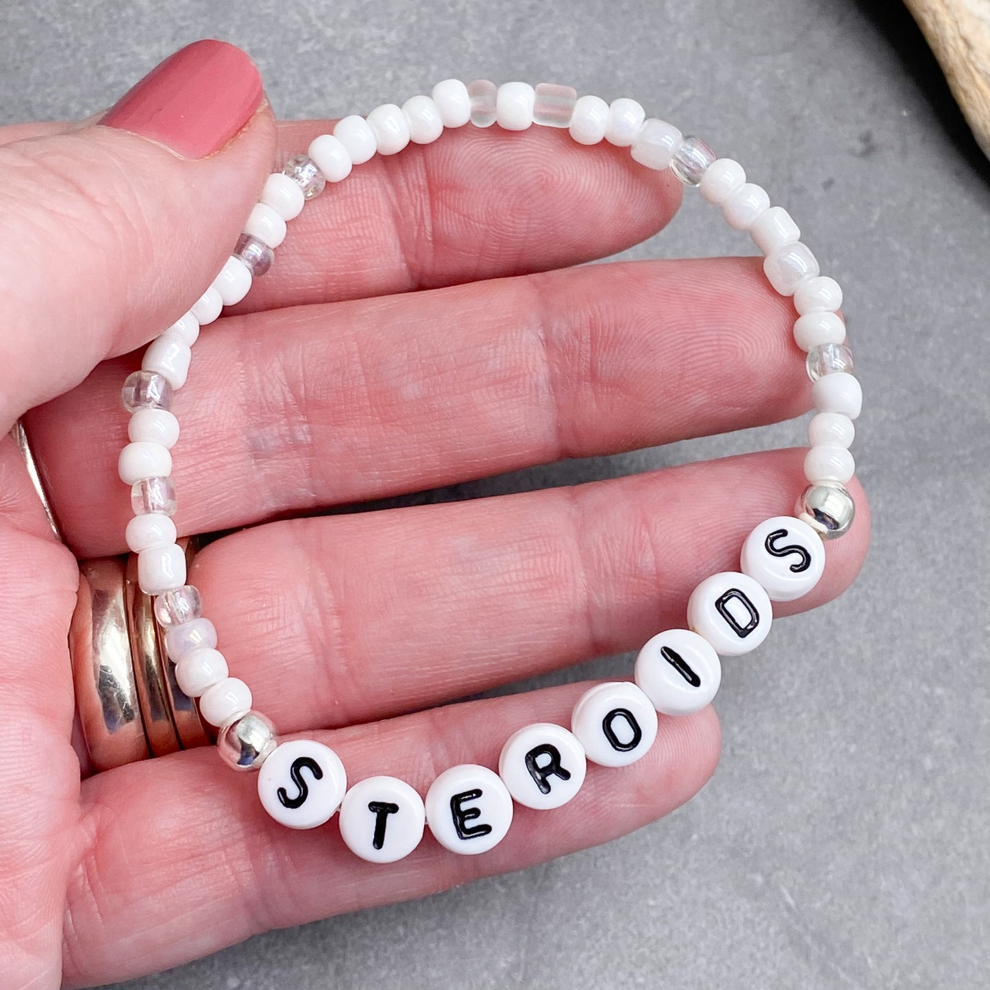 STEROIDS Medical Alert Bracelet - Glass Seed Beads