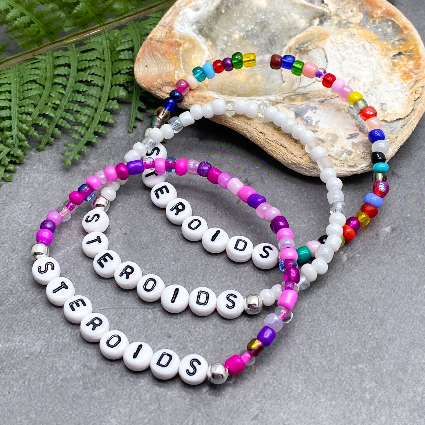 STEROIDS Medical Alert Bracelet - Glass Seed Beads