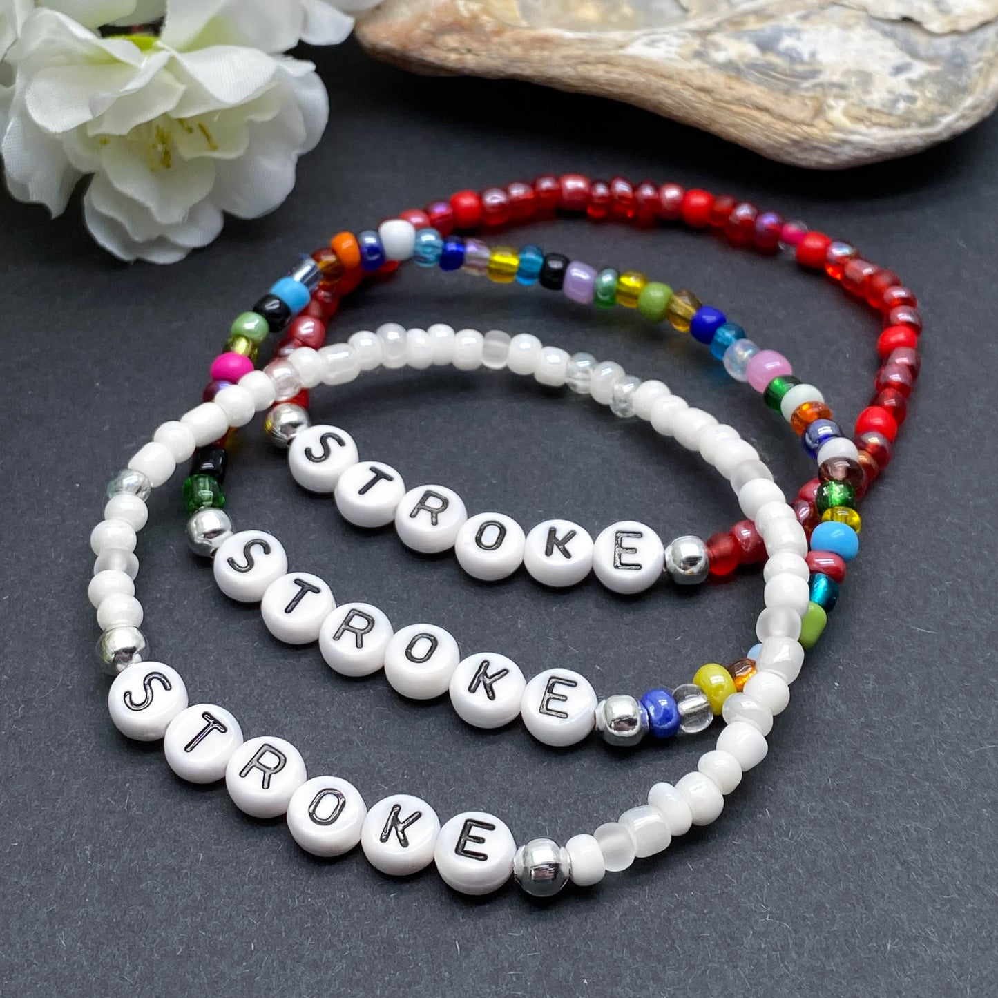 STROKE Medical Alert Bracelet - Glass Seed Beads