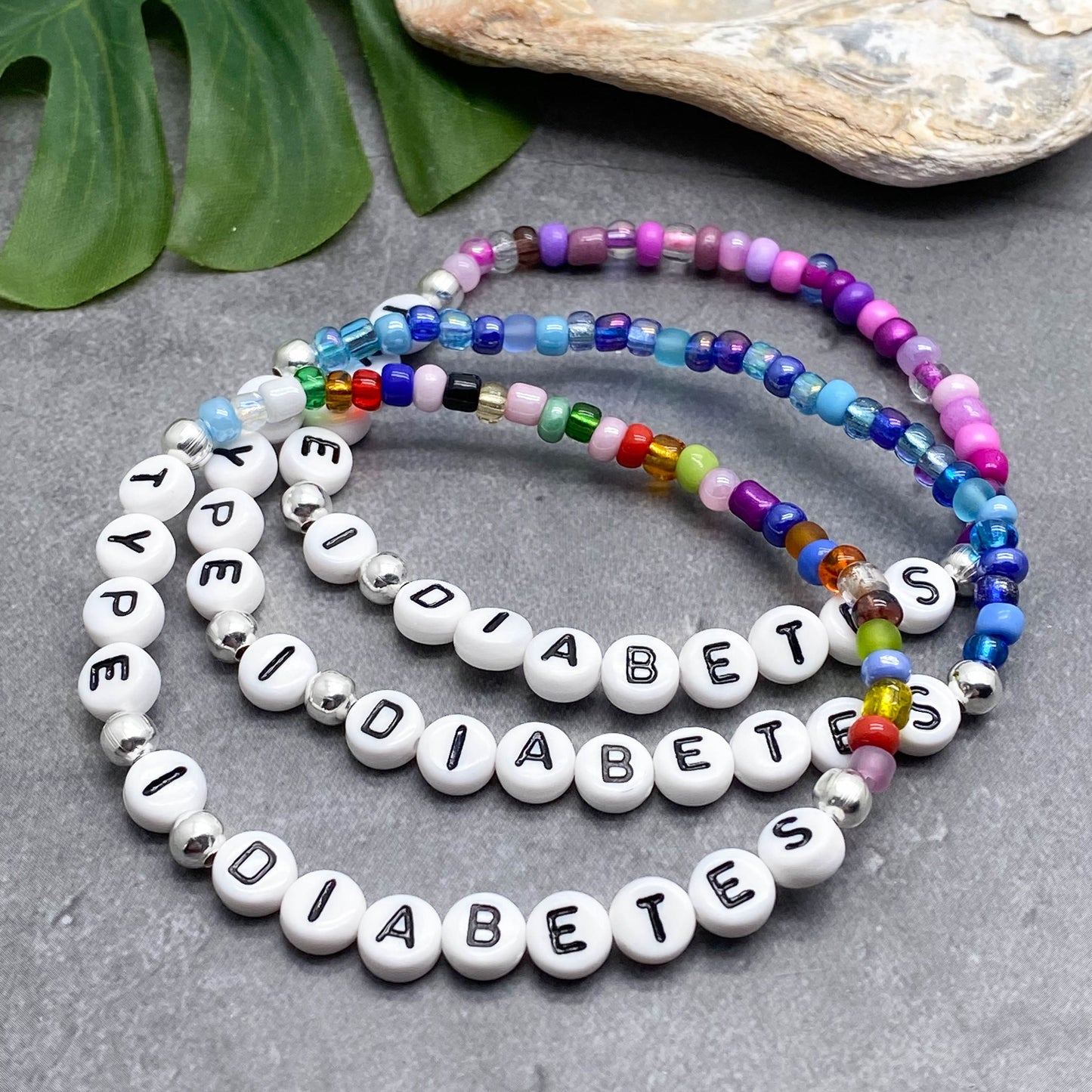 TYPE 1 DIABETES Medical Alert Bracelet - Glass Seed Beads