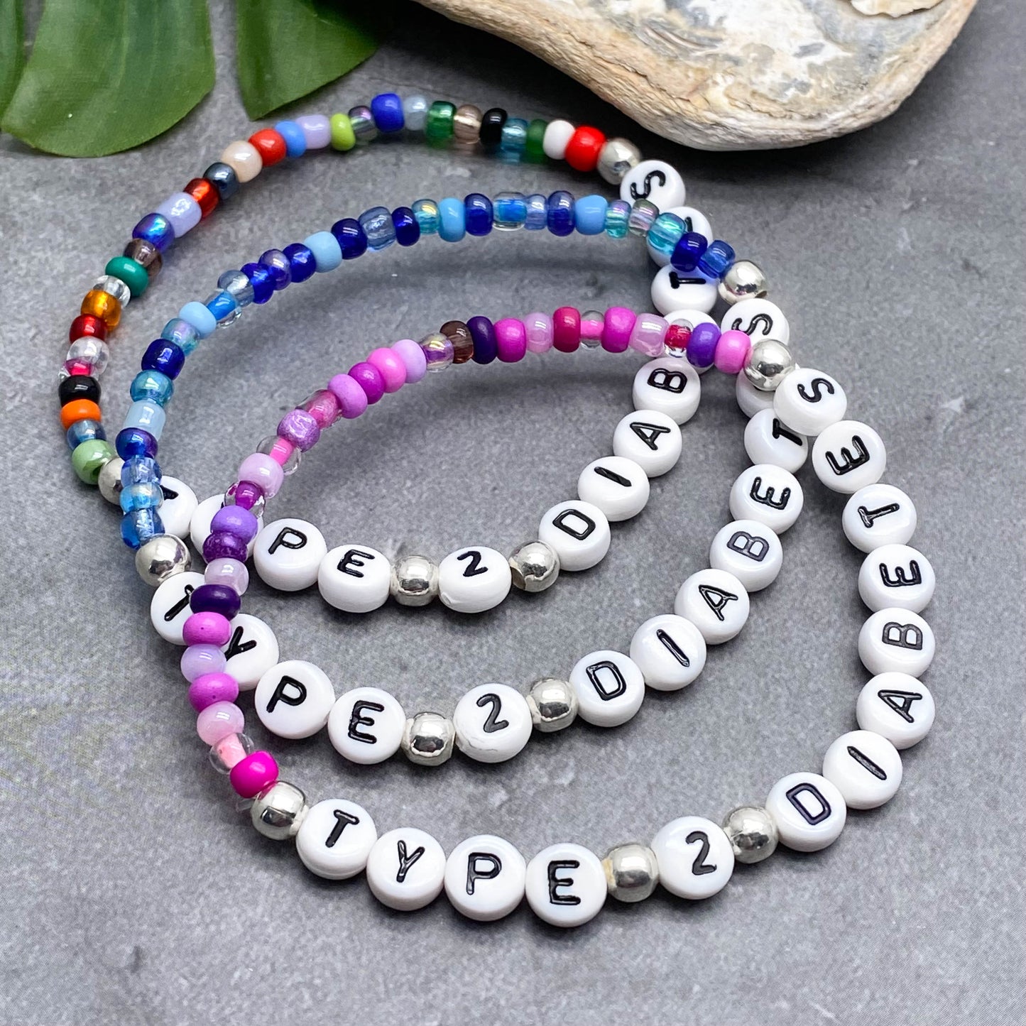 TYPE 2 DIABETES Medical Alert Bracelet - Glass Seed Beads