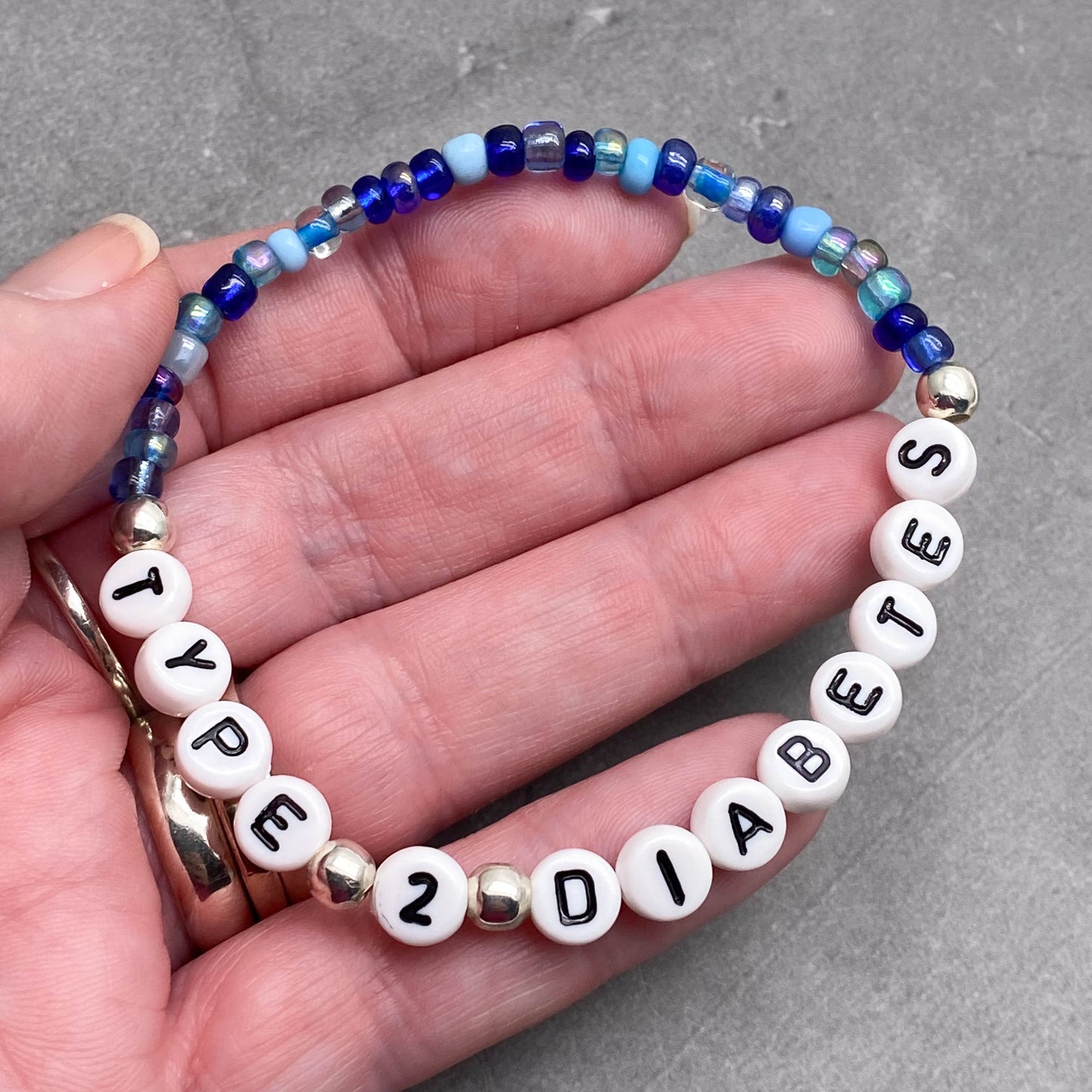 TYPE 2 DIABETES Medical Alert Bracelet - Glass Seed Beads