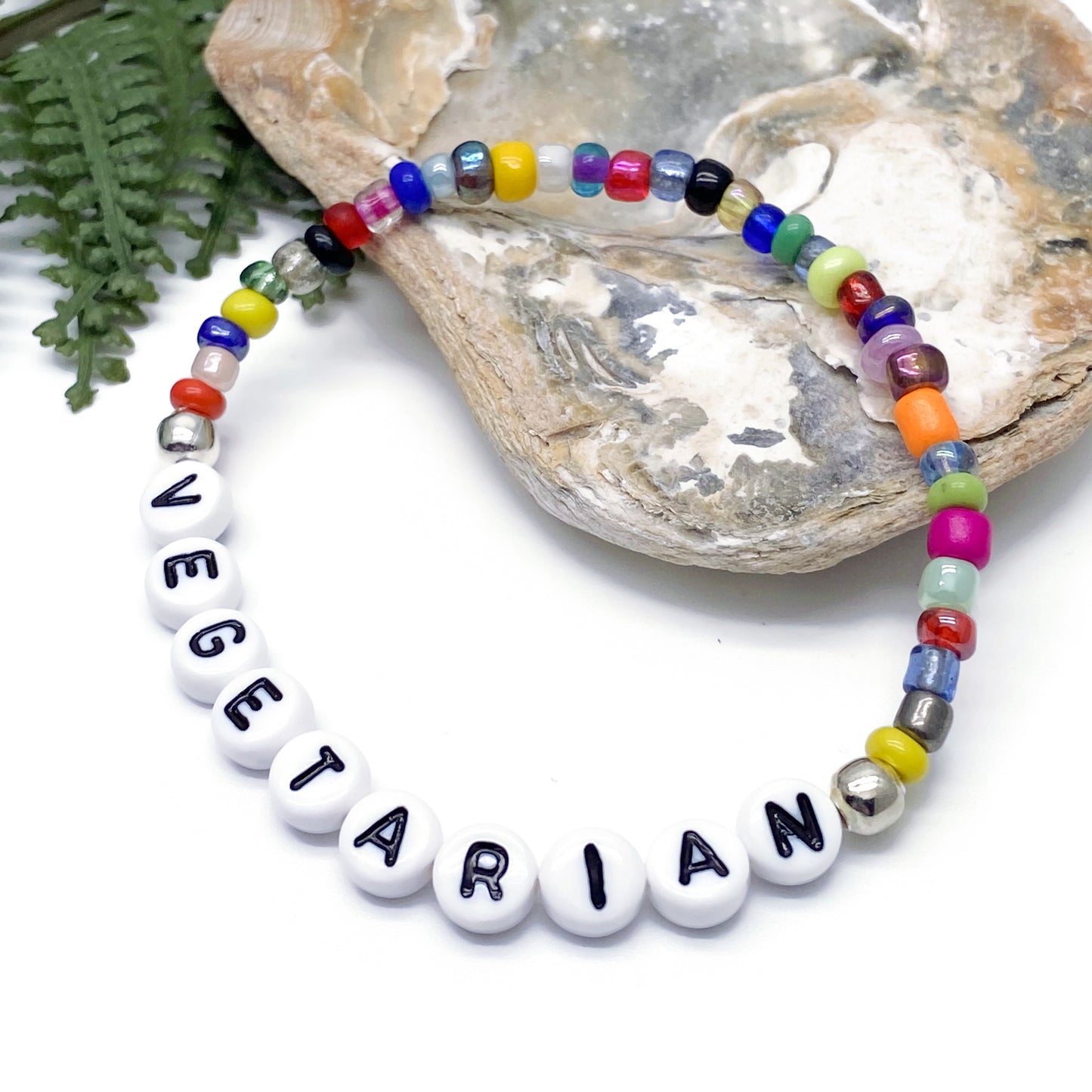 VEGETARIAN Awareness Bracelet - Glass Seed Beads