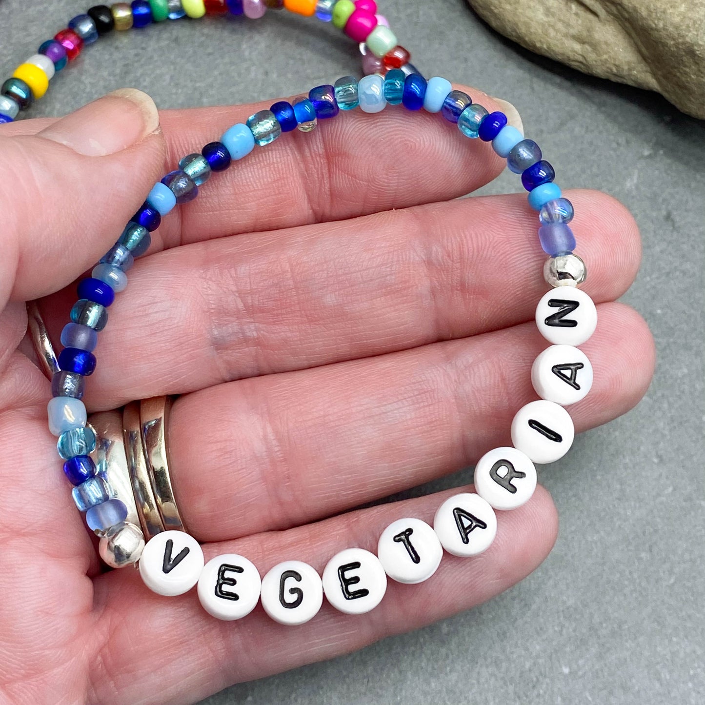 VEGETARIAN Awareness Bracelet - Glass Seed Beads