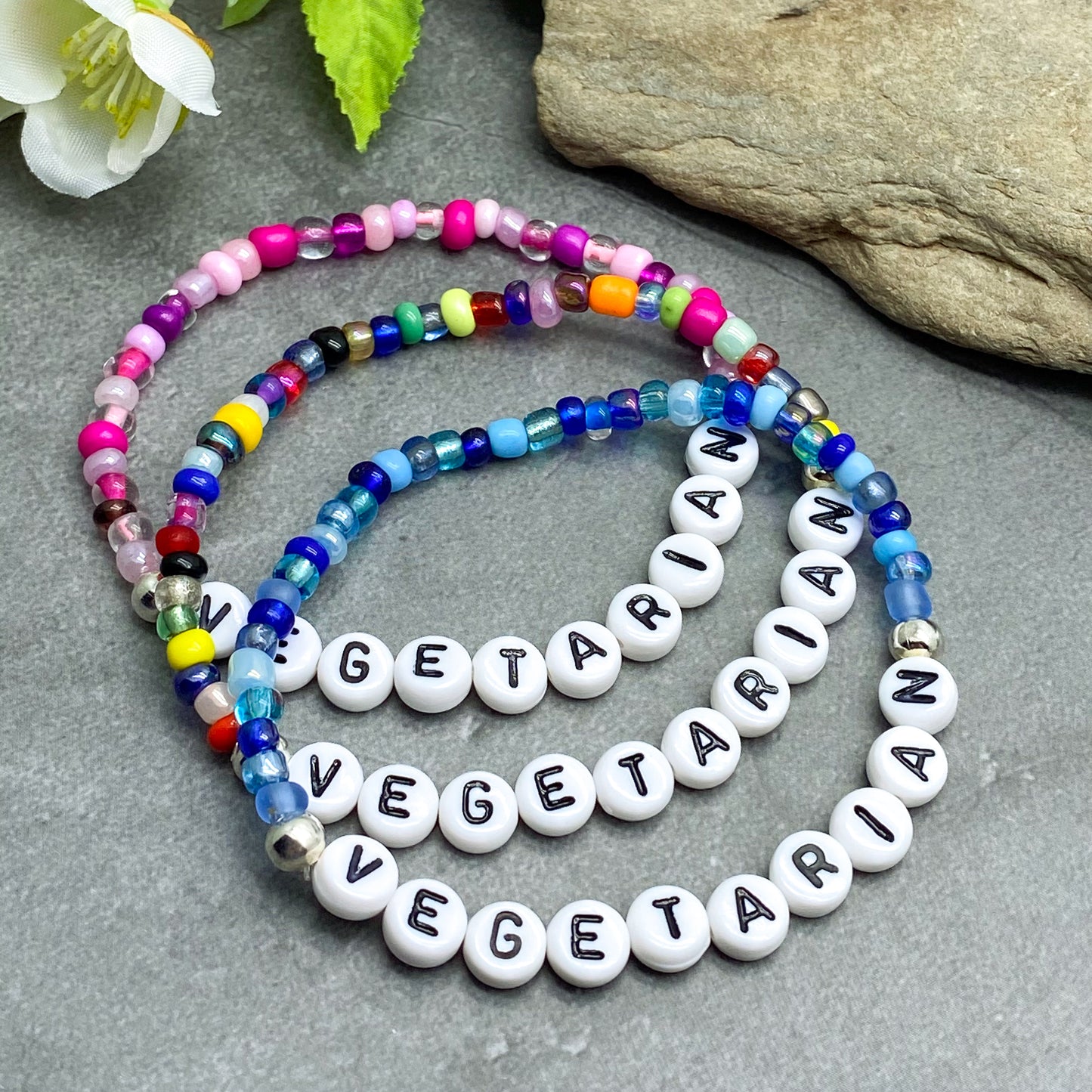 VEGETARIAN Awareness Bracelet - Glass Seed Beads