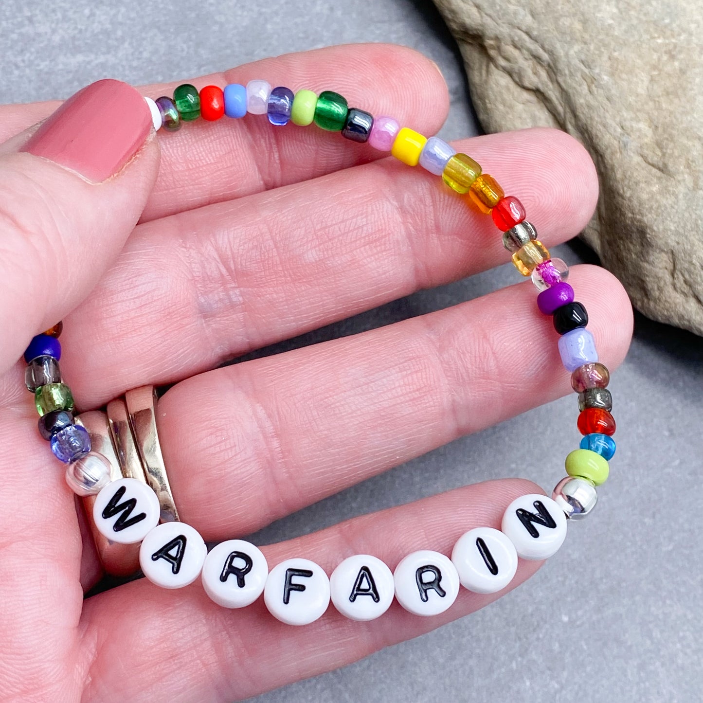WARFARIN Medical Alert Bracelet - Glass Seed Beads