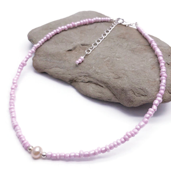 Shimmery Pink Freshwater Pearl Bead Choker