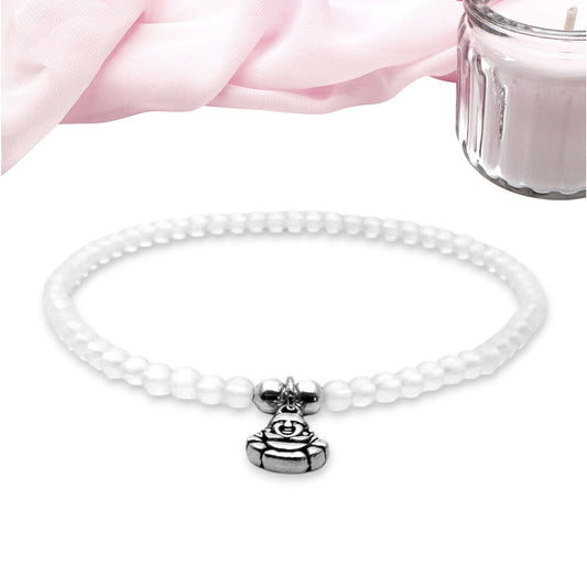 Buddha Charm Frosted Bead Anklet - Colour Choice