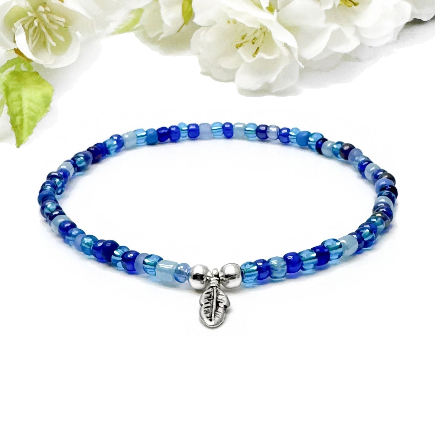 Feather Charm Seed Bead Anklet - Colour Choice