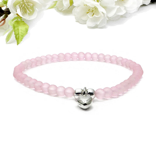 Heart Charm Frosted Bead Bracelet - Colour Choice