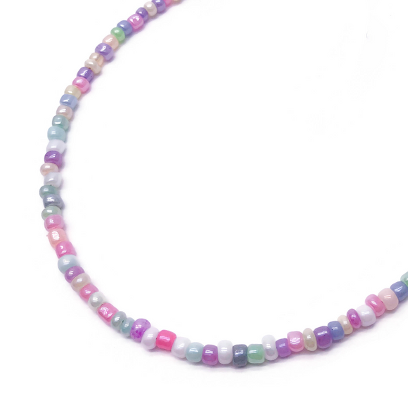 Shimmery Pastel Seed Beads Choker Necklace