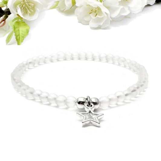 Star Charm Frosted Bead Bracelet - Colour Choice