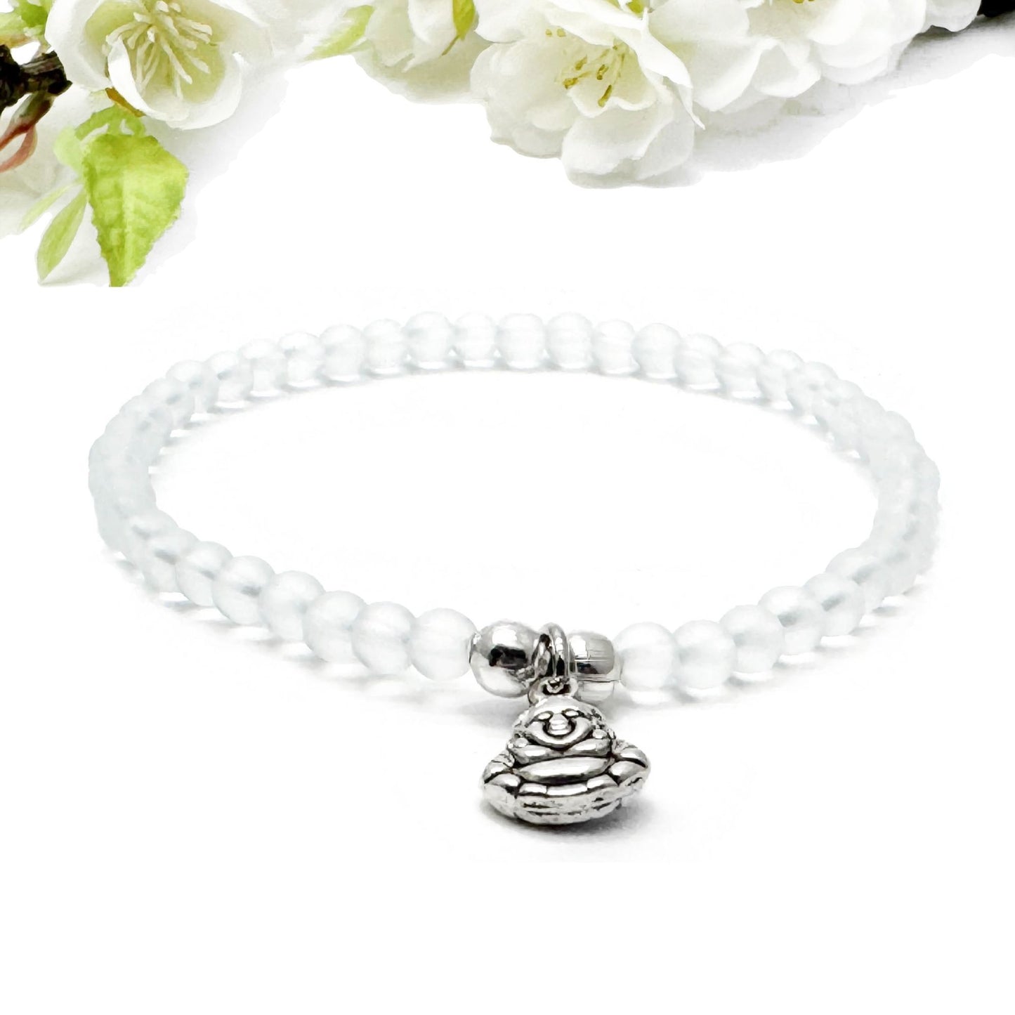 Buddha Charm Frosted Bead Bracelet - Colour Choice