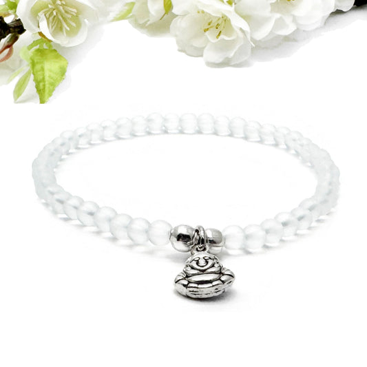 Buddha Charm Frosted Bead Bracelet - Colour Choice