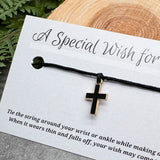 Cross Charm Hemp Wish Bracelet - Colour Choice