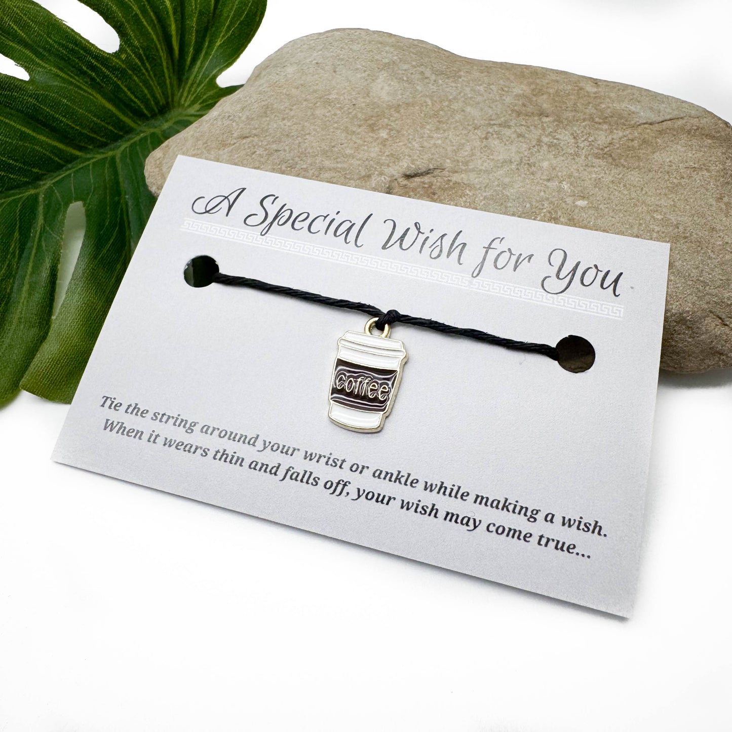 Coffee Mug Charm Hemp Wish Bracelet - Colour Choice