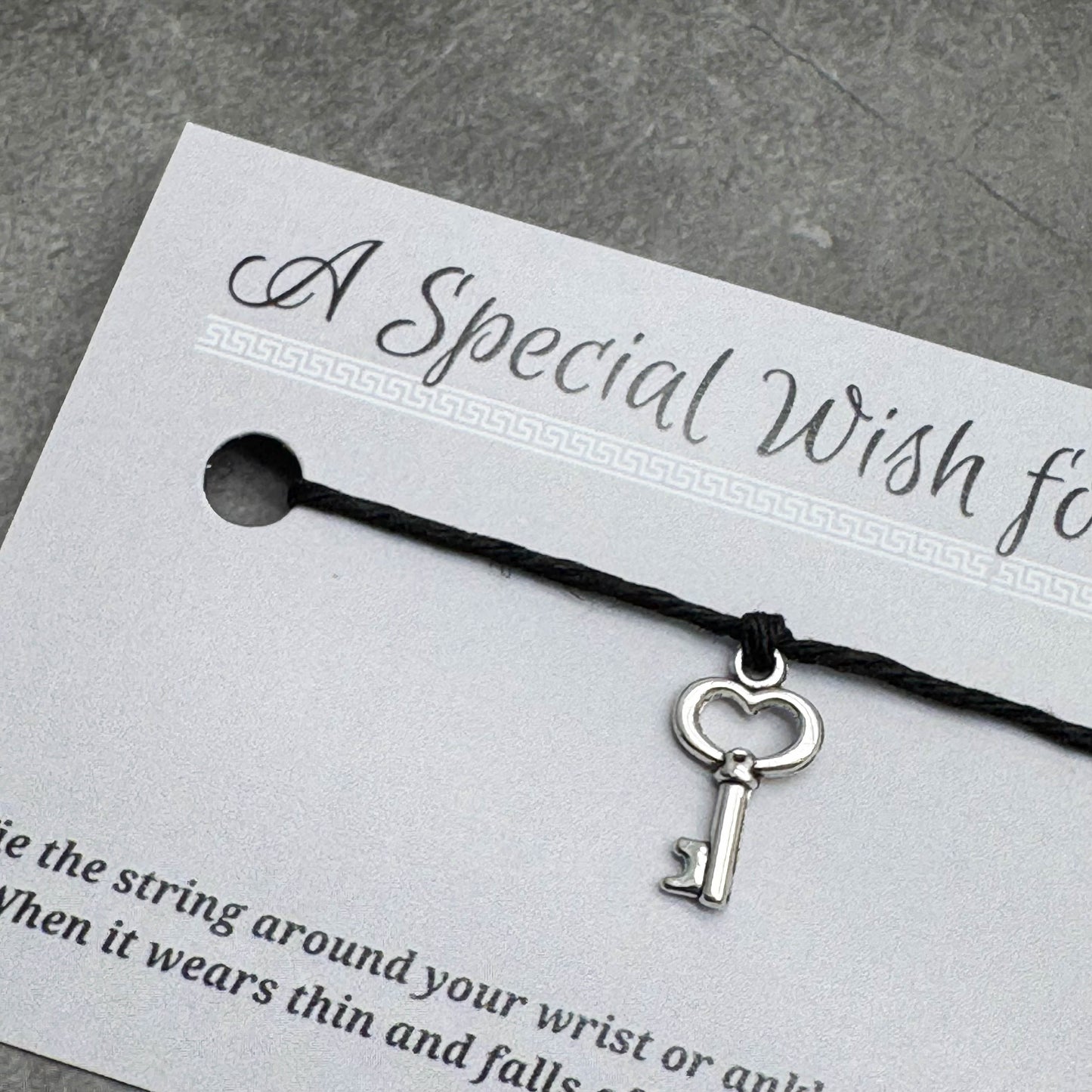 Key Charm Hemp Wish Bracelet - Colour Choice