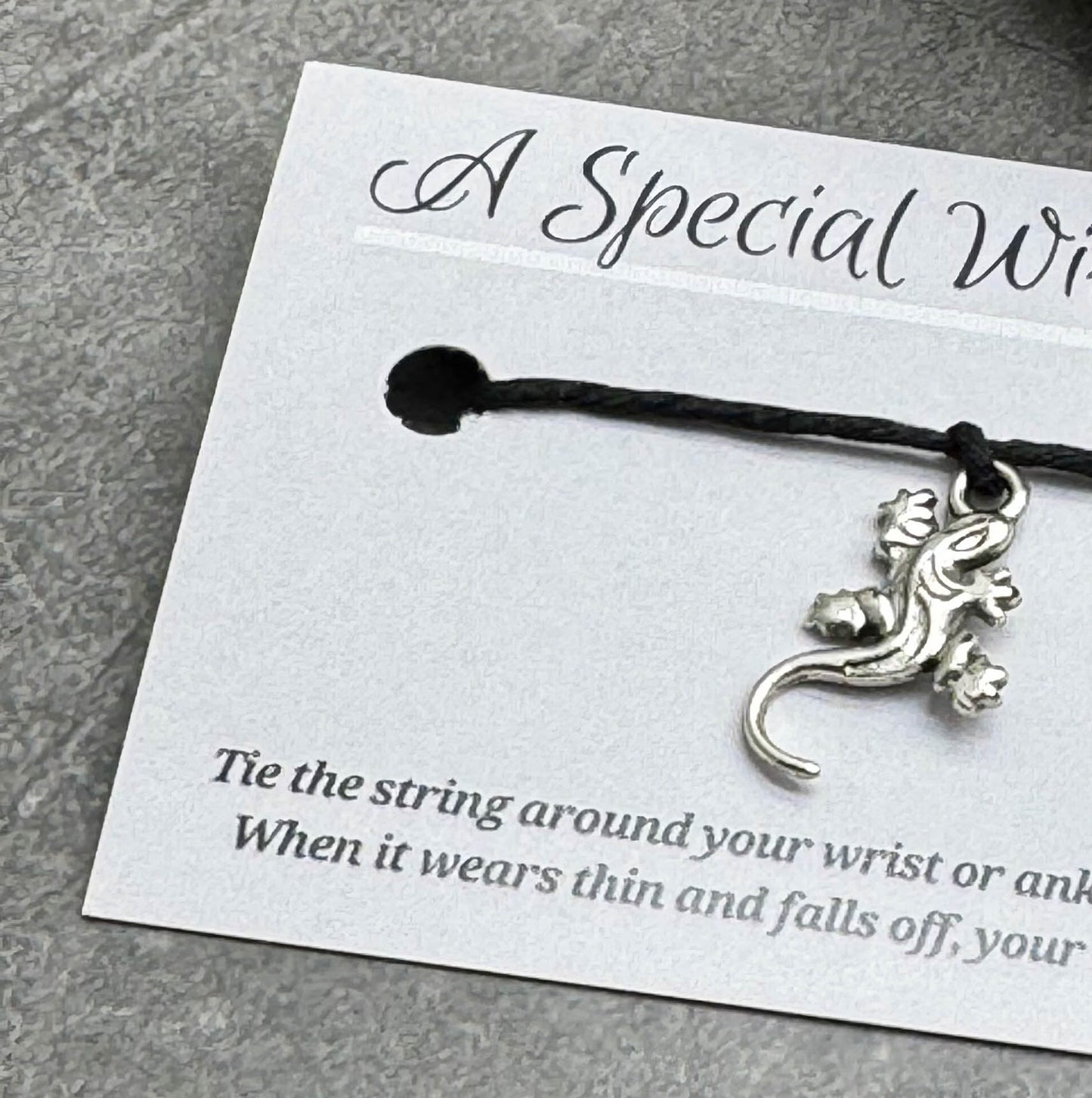 Lizard Charm Hemp Wish Bracelet - Colour Choice