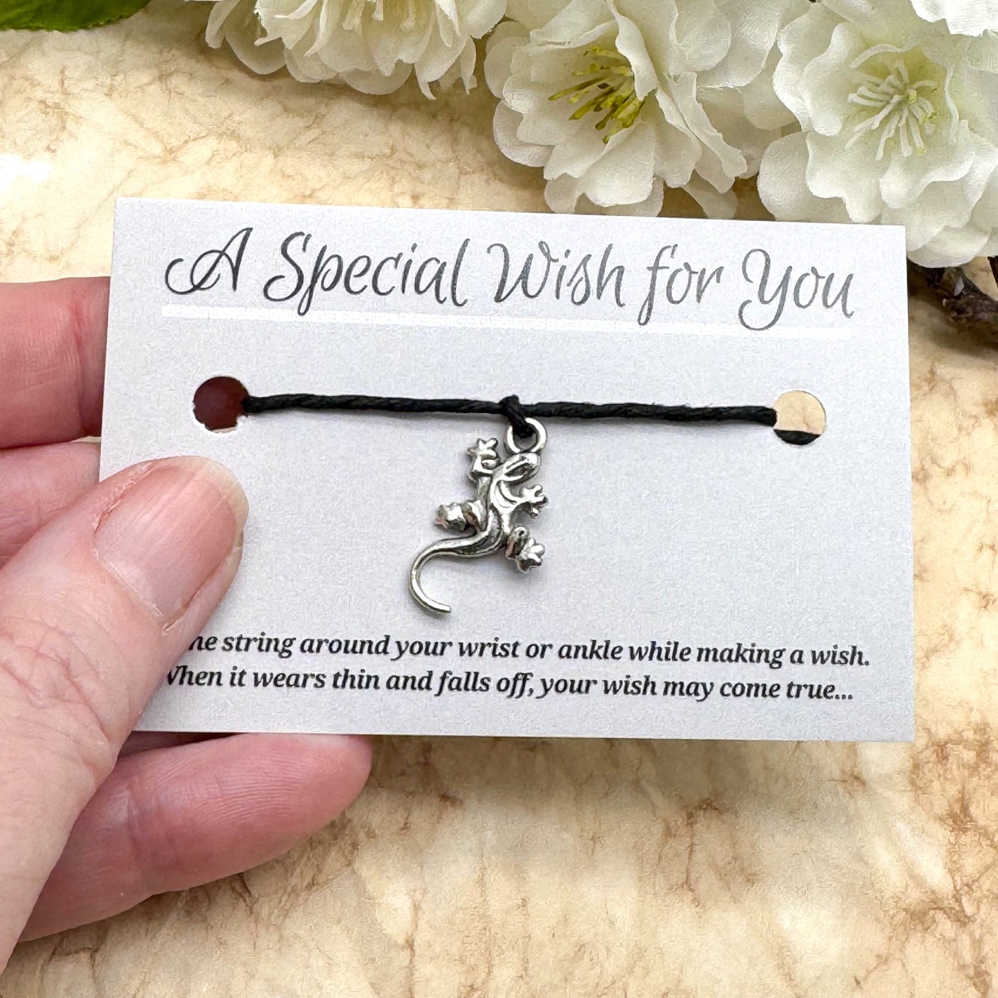 Lizard Charm Hemp Wish Bracelet - Colour Choice