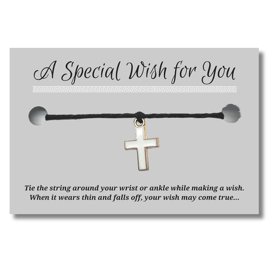 Cross Charm Hemp Wish Bracelet - Colour Choice