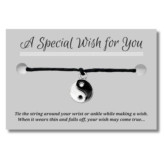 Yin Yang Charm Hemp Wish Bracelet - Colour Choice