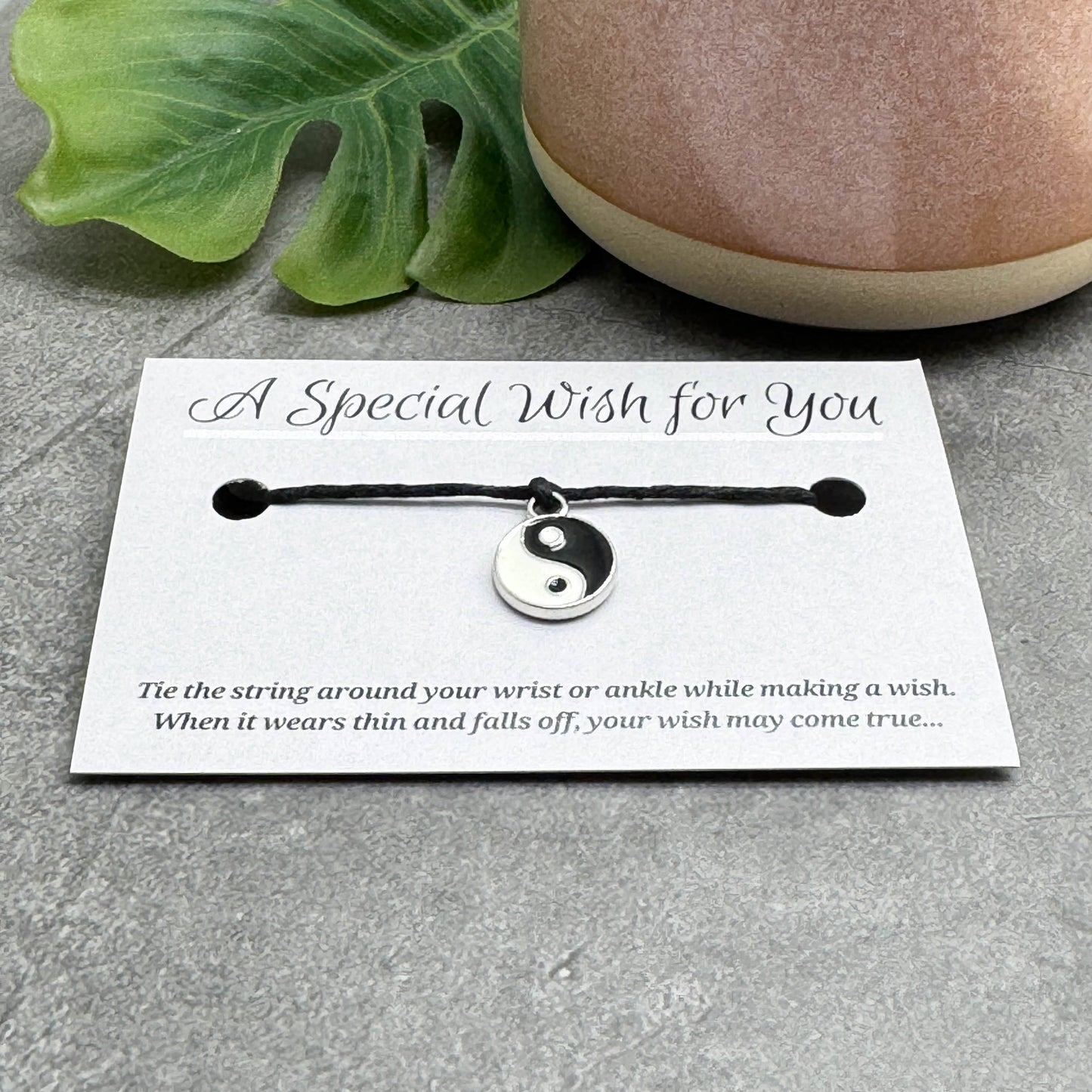 Yin Yang Charm Hemp Wish Bracelet - Colour Choice