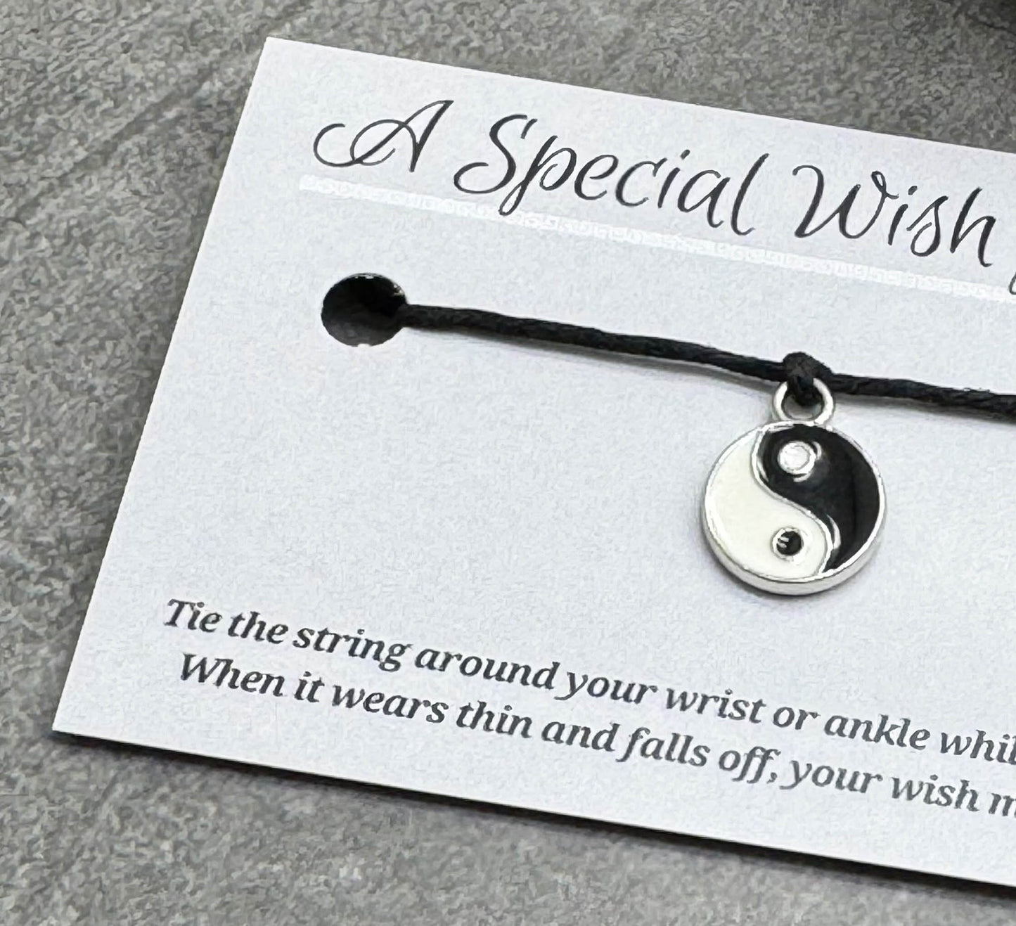 Yin Yang Charm Hemp Wish Bracelet - Colour Choice