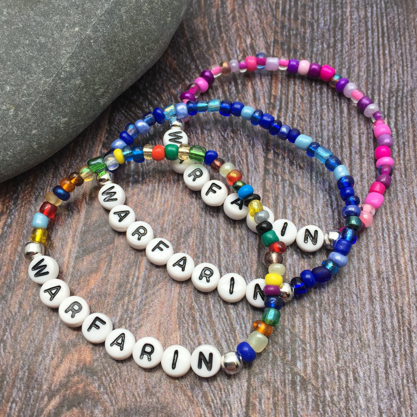 WARFARIN Medical Alert Bracelet - Glass Seed Beads