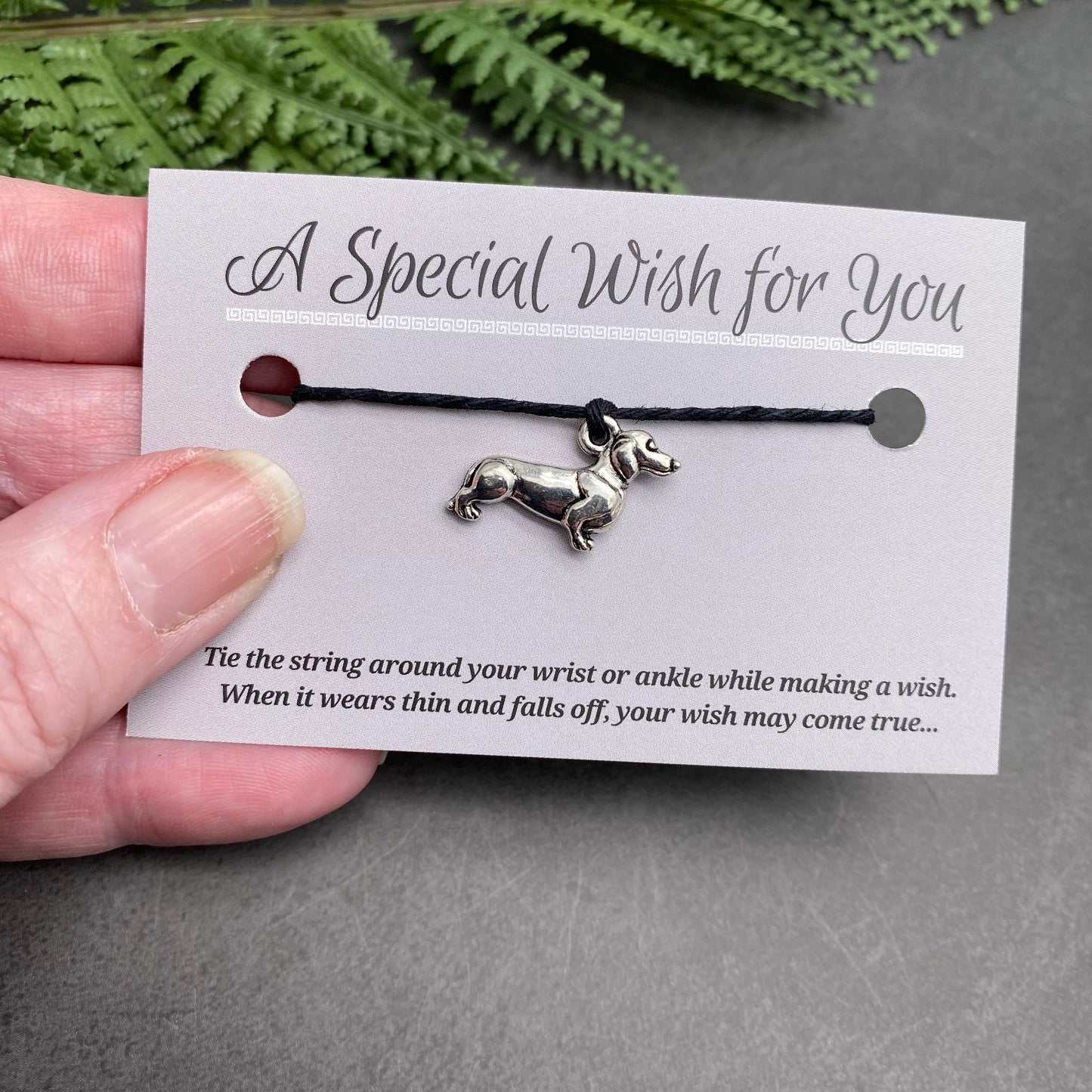 Dachshund Charm Hemp Wish Bracelet - Colour Choice