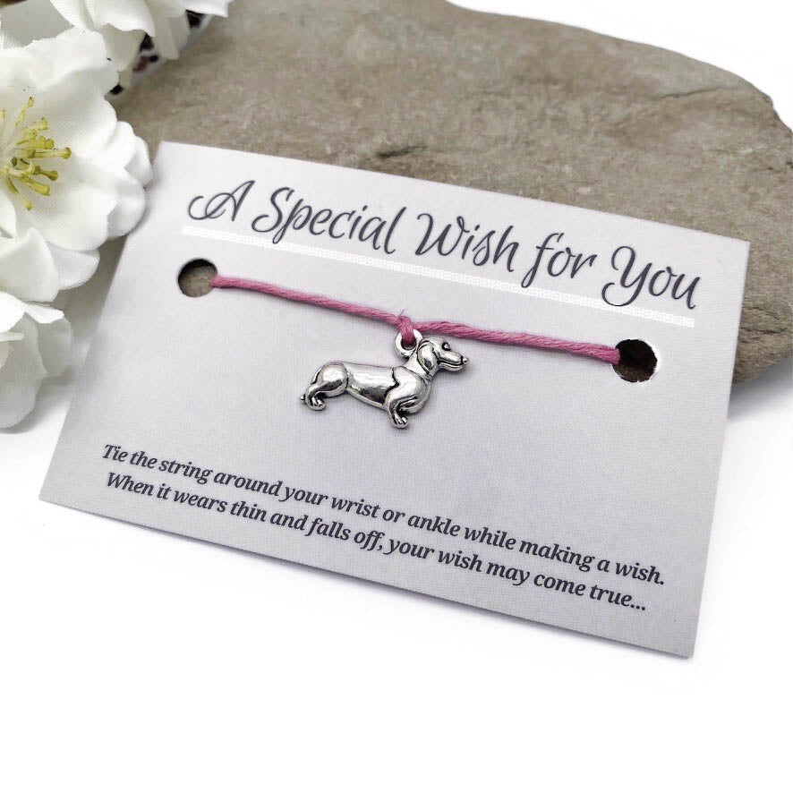 Dachshund Charm Hemp Wish Bracelet - Colour Choice