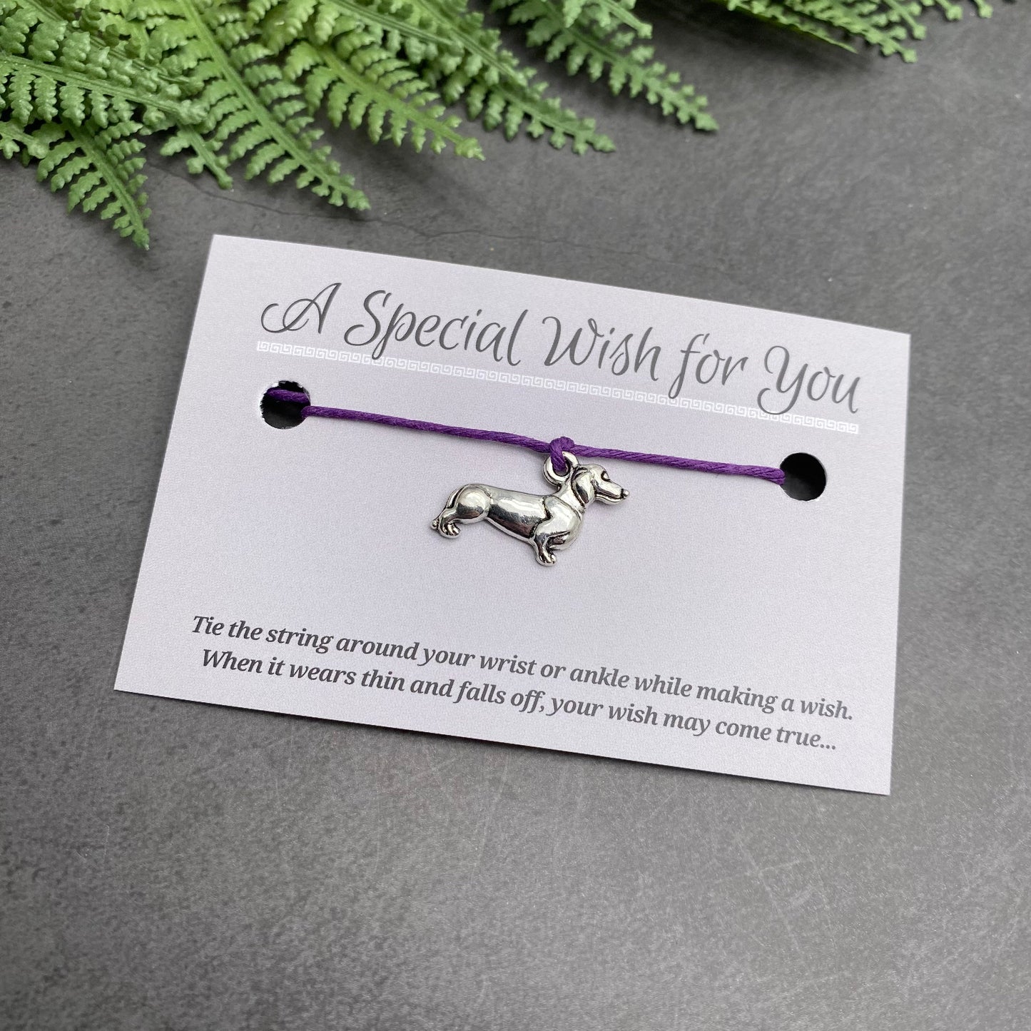 Dachshund Charm Hemp Wish Bracelet - Colour Choice