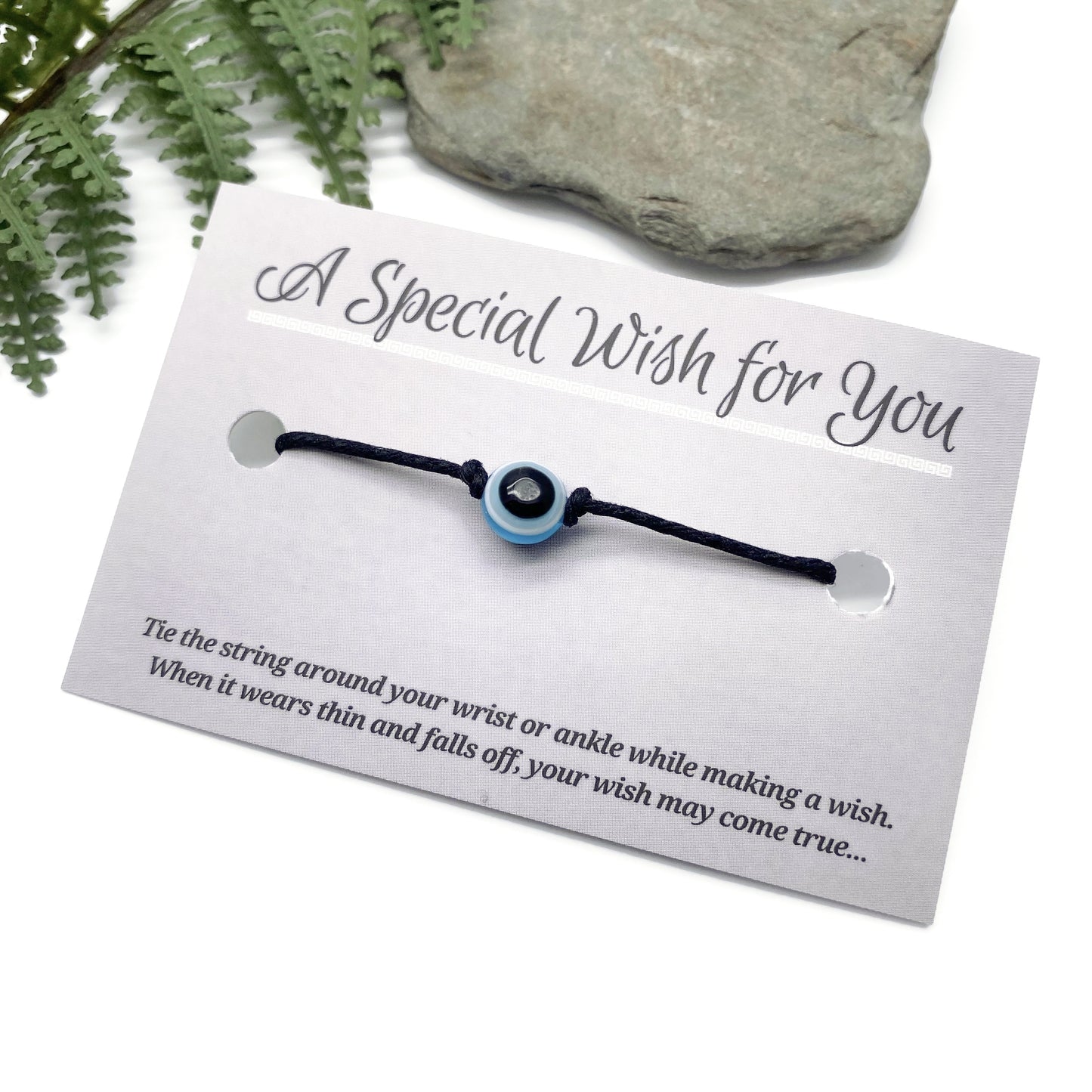 Evil Eye Charm Bead Hemp Wish Bracelet - Colour Choice