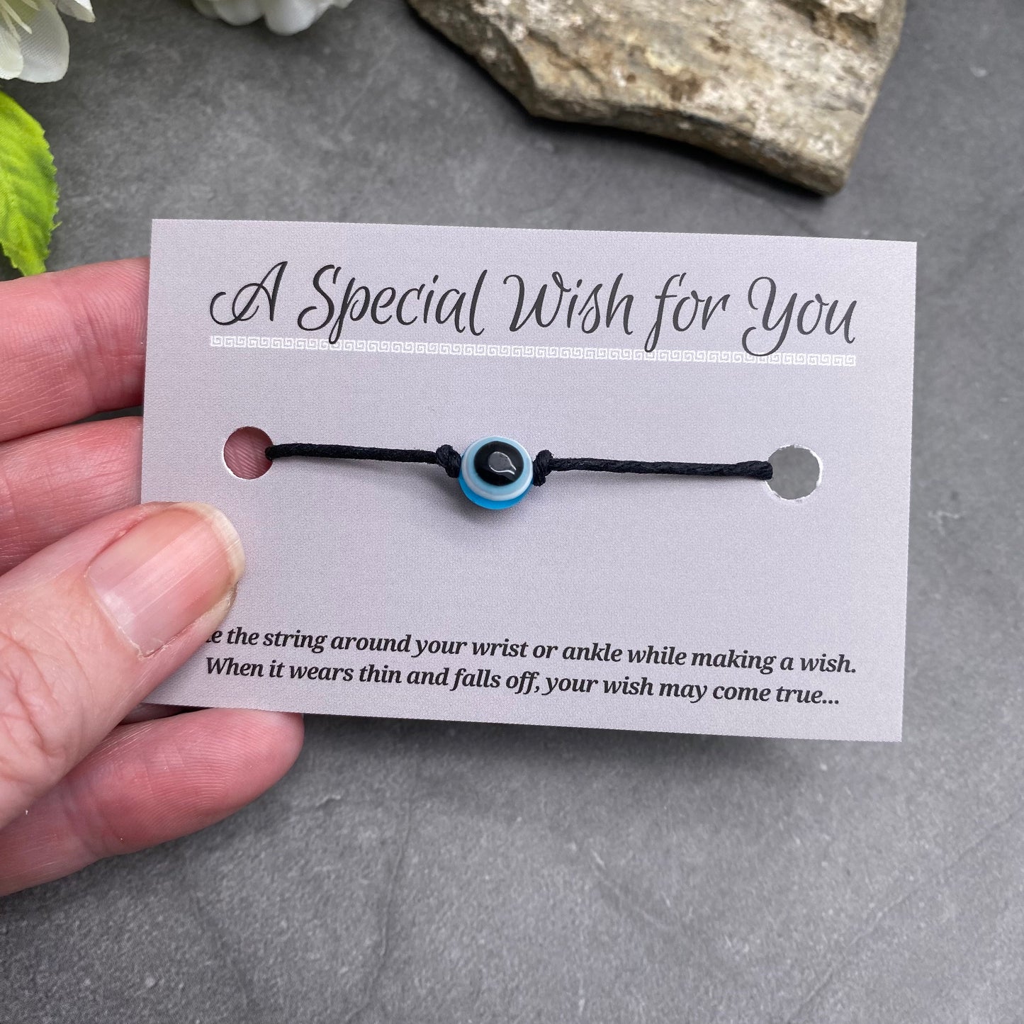 Evil Eye Charm Bead Hemp Wish Bracelet - Colour Choice