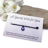 Evil Eye Enamel Charm Hemp Wish Bracelet - Colour Choice