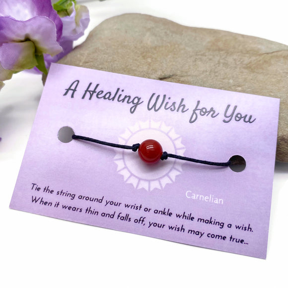 Carnelian Bead Hemp Wish Bracelet - A Healing Wish