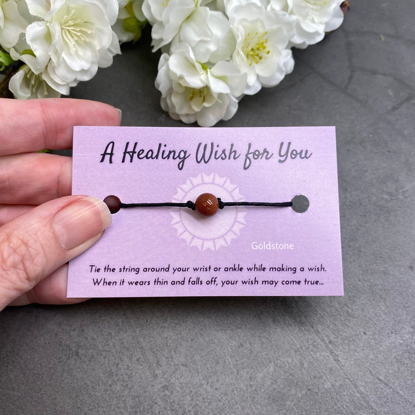 Goldstone Bead Hemp Wish Bracelet - A Healing Wish