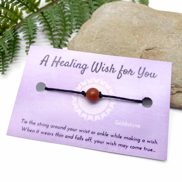 Goldstone Bead Hemp Wish Bracelet - A Healing Wish