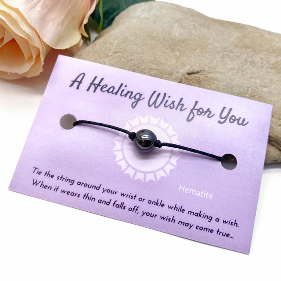 Hematite Bead Hemp Wish Bracelet - A Healing Wish