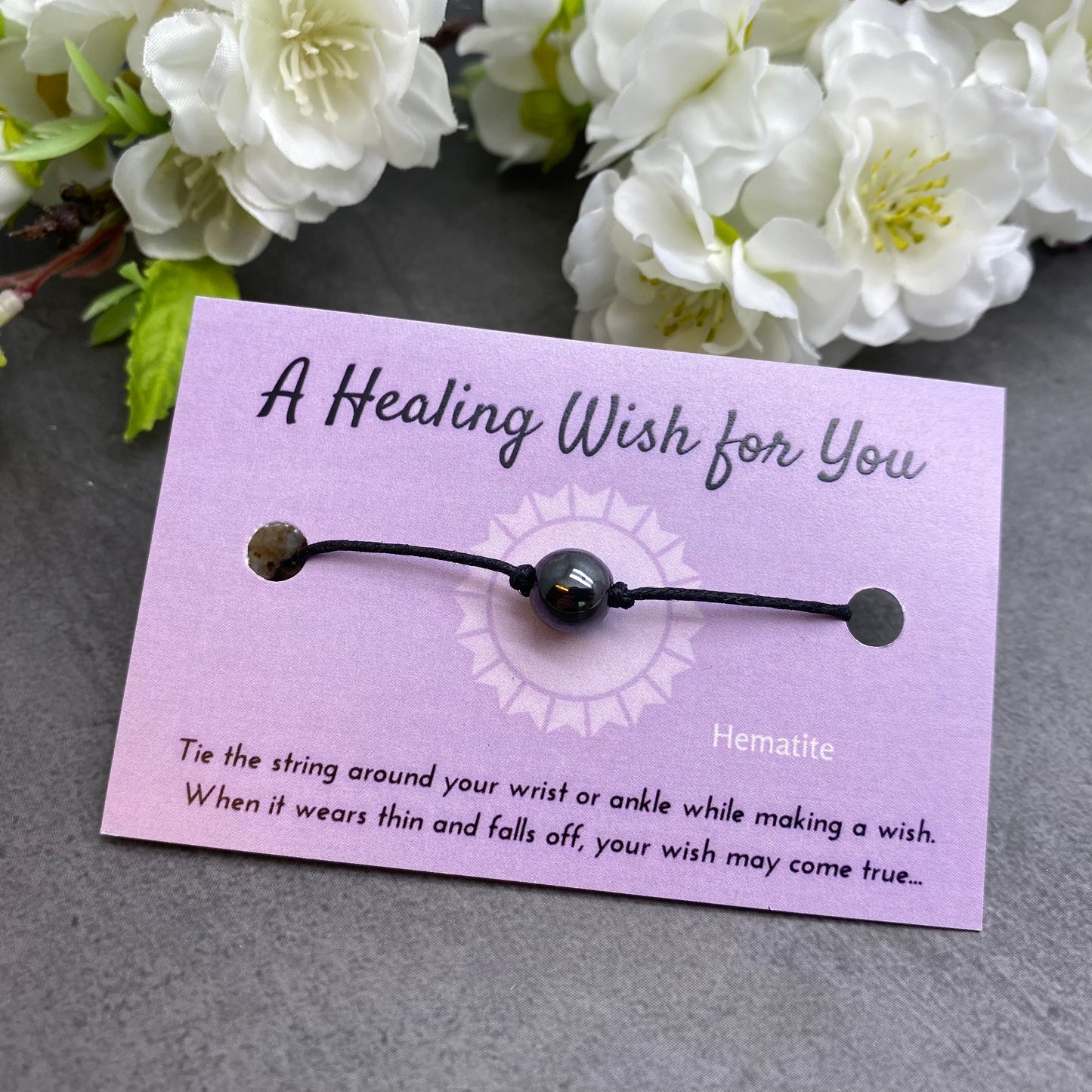 Hematite Bead Hemp Wish Bracelet - A Healing Wish