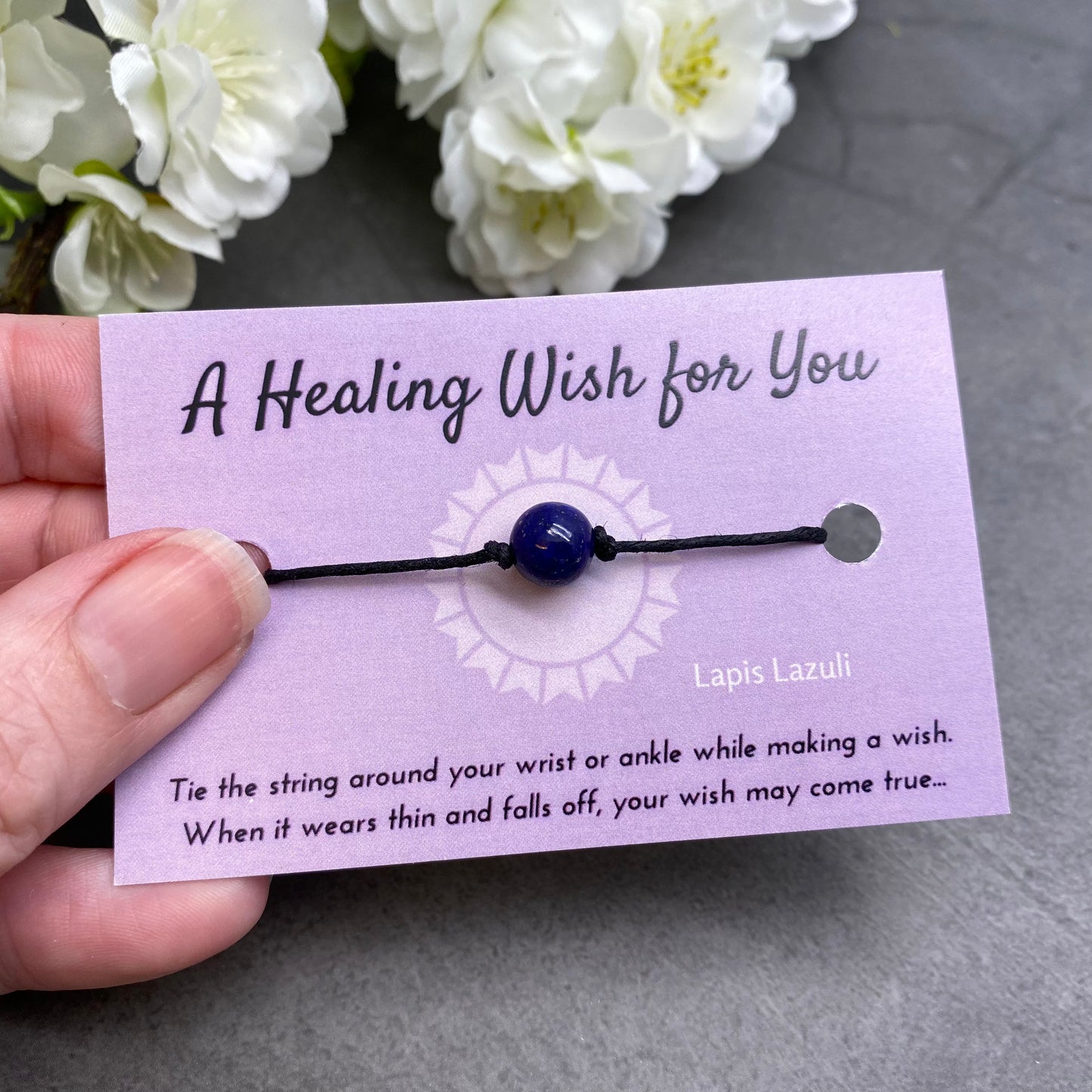 Lapis Lazuli Bead Hemp Wish Bracelet - A Healing Wish