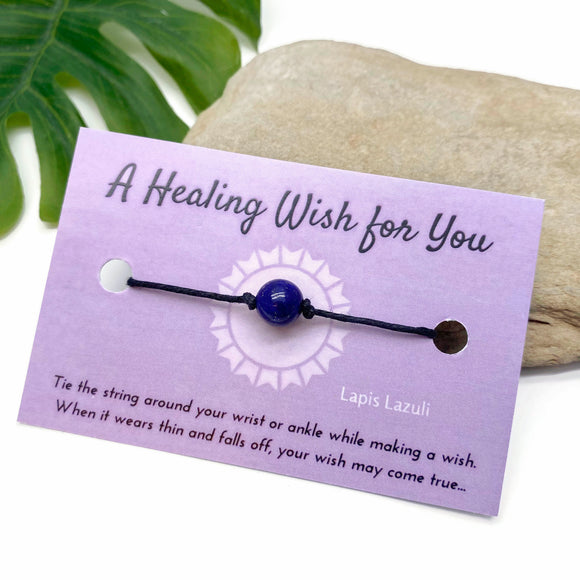 Lapis Lazuli Bead Hemp Wish Bracelet - A Healing Wish