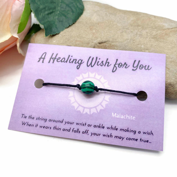 Malachite Bead Hemp Wish Bracelet - A Healing Wish
