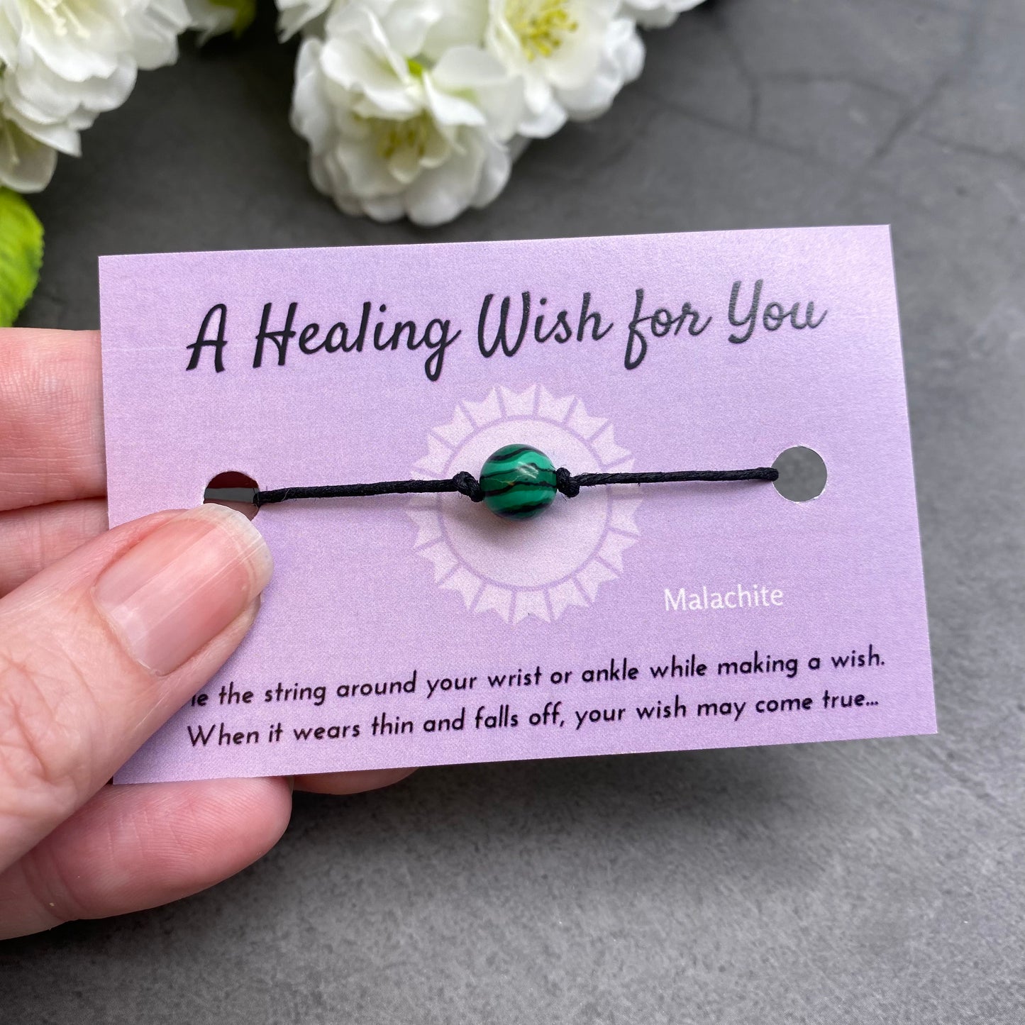 Malachite Bead Hemp Wish Bracelet - A Healing Wish