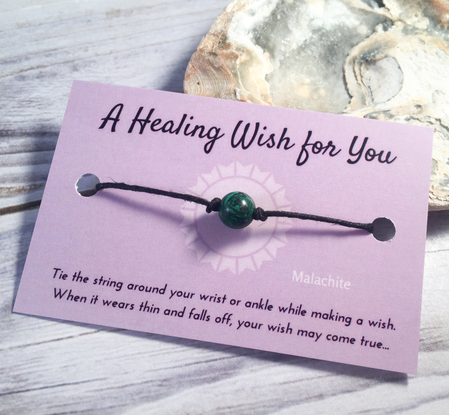 Malachite Bead Hemp Wish Bracelet - A Healing Wish