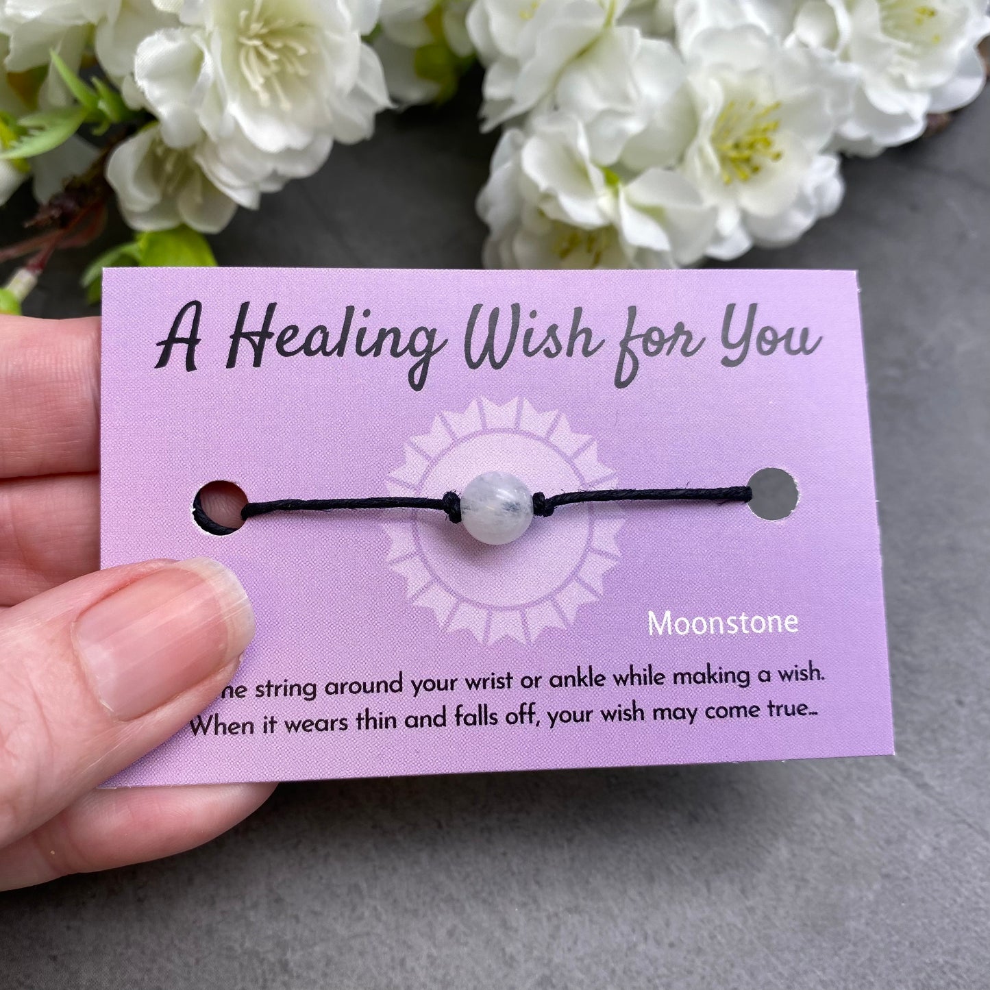 Rainbow Moonstone Hemp Bracelet - A Healing Wish