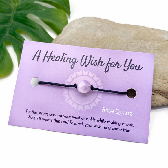 Rose Quartz Bead Hemp Wish Bracelet - A Healing Wish