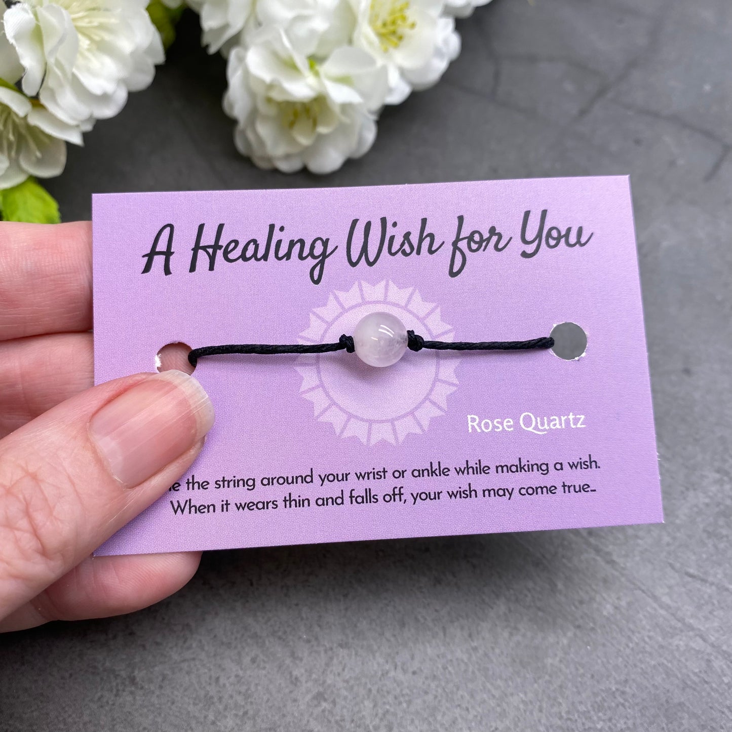 Rose Quartz Bead Hemp Wish Bracelet - A Healing Wish