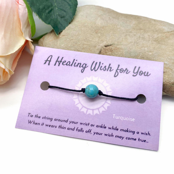 Turquoise Bead Hemp Wish Bracelet - A Healing Wish