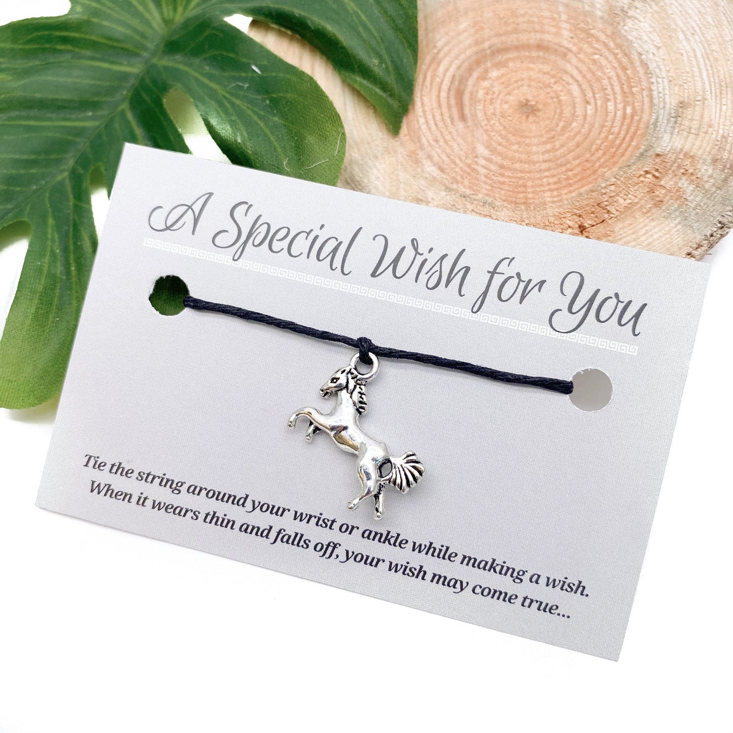 Horse Charm Hemp Wish Bracelet - Colour Choice